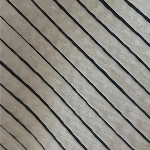 Ravel Vintage Stretch Shirt Zipper Closure White Black Diagonal Lined Small - Picture 5 of 10